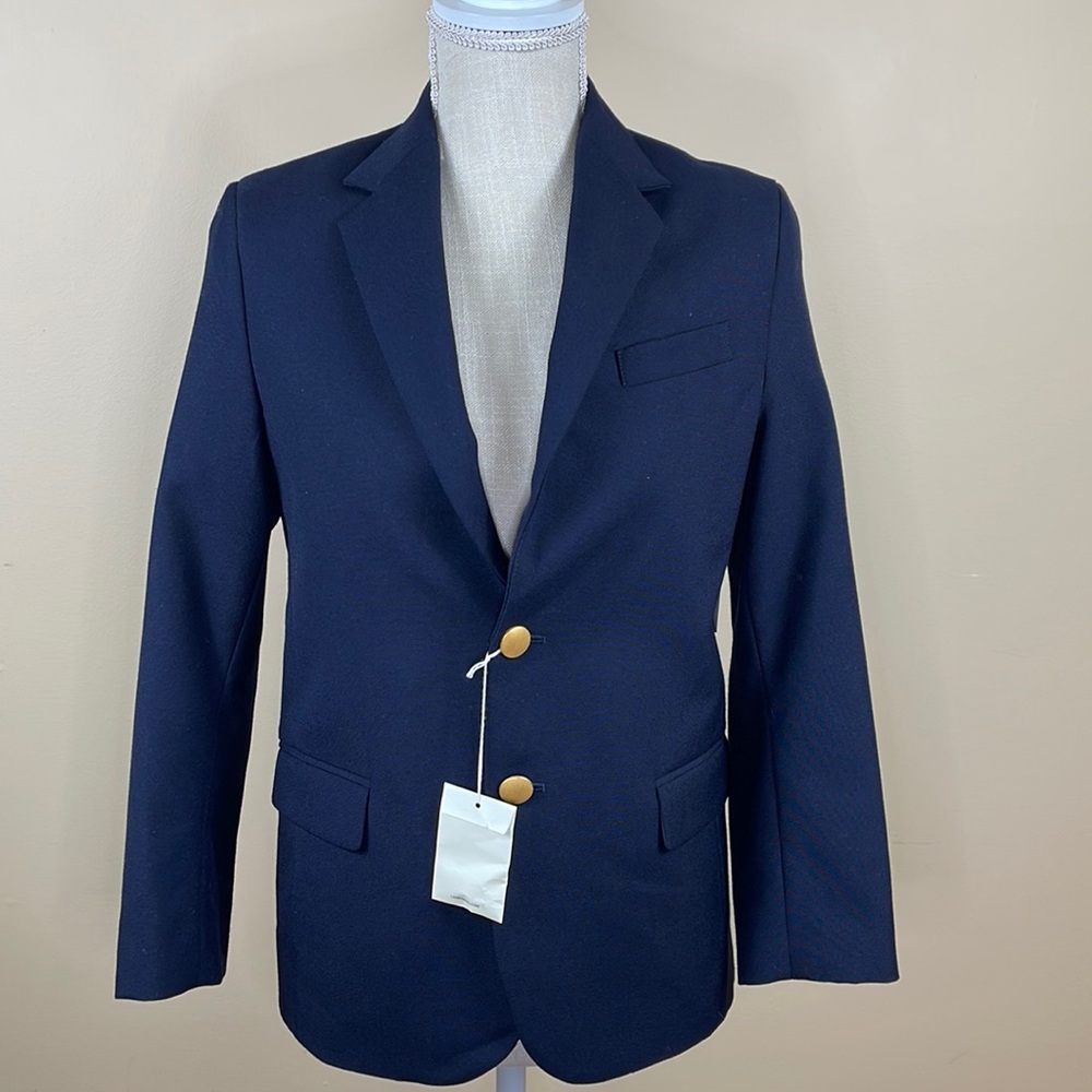 NWT KIDS Lands' End School Uniform hopsack Blazer Deep Navy Choose Size 12